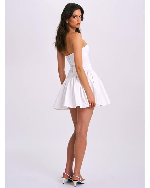 Miss Circle New York White Sacha Lace Drop Waist Corset Puffy Mini Dress