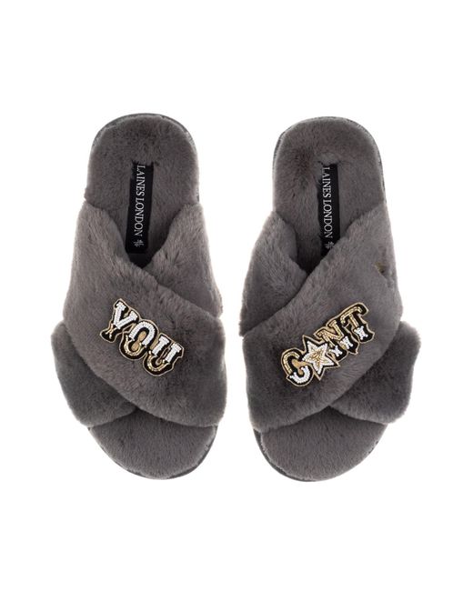 Laines London Black Classic Laines Slippers With You Cunt Brooches