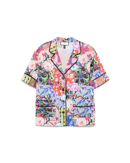 Nissa Multicolor Floral-Print Satin Shirt