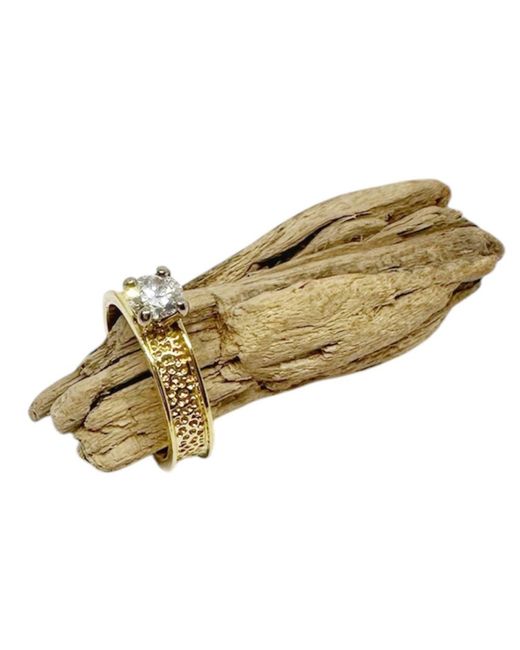 Tg-Jewellery by Tamara Gervasio Metallic Textured Solitaire Diamond Ring One Of A Kind