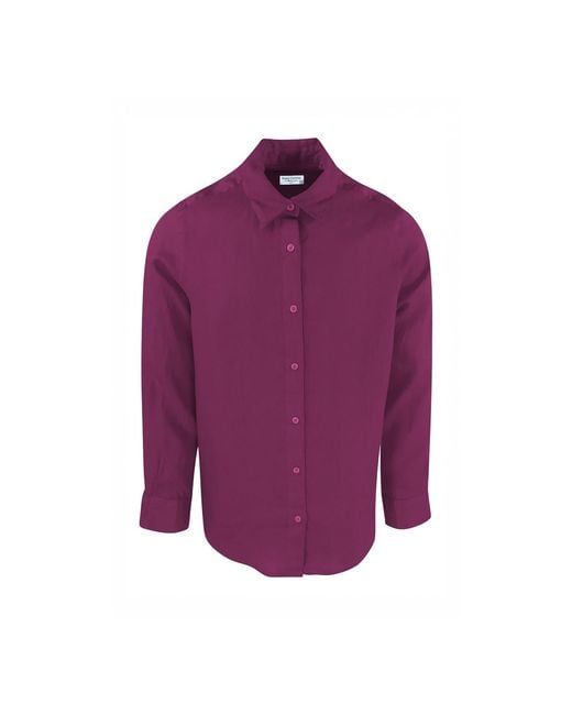 Haris Cotton Purple Linen Basic Long-Sleeved Shirt Tulip for men