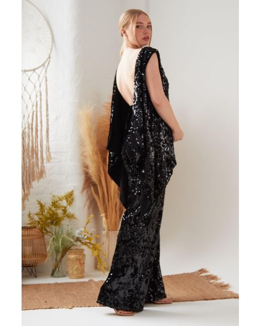 Sarvin Black Sequin Flared Trousers