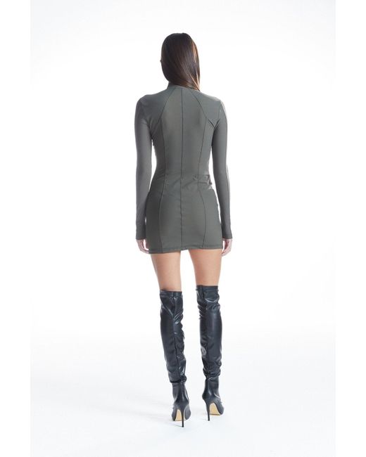 No'design Brown Zip-Up Khaki Mini Dress