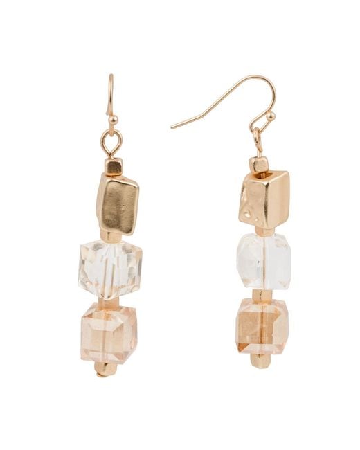 Saachi White Bead And Stone Dangle Earrings
