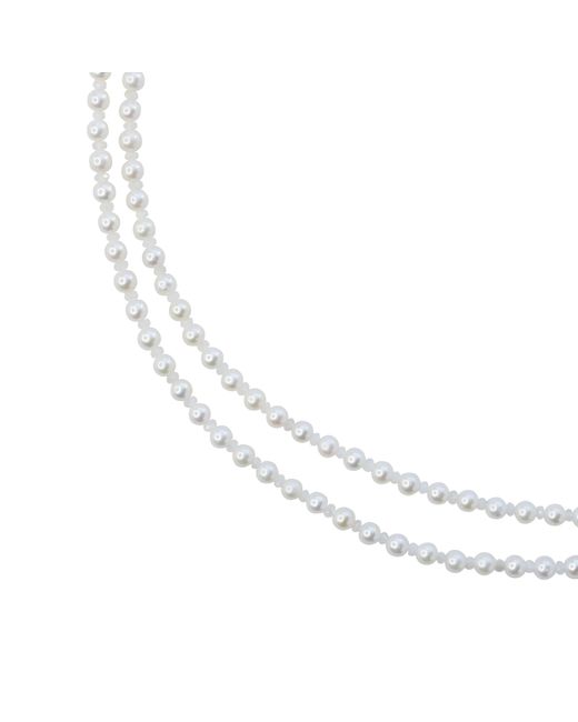 Bombyx House Metallic Birthstone April Pearl Moonstone Double Long Necklace