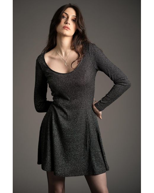 Little Lies Black Neutrals Sweet Jane Gunmetal Shimmer Mini Dress