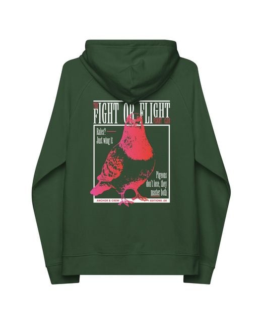 Anchor and Crew Green Bottle Eight Fight Or Flight Club Editions Organic Cotton Hoodie for men