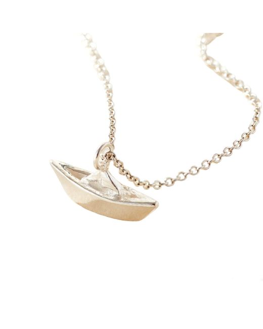 Posh Totty Designs Metallic Sterling Origami Boat Charm Necklace