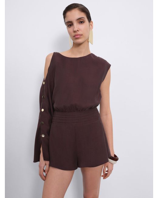 Sélone Brown Mael One-Shoulder Playsuit