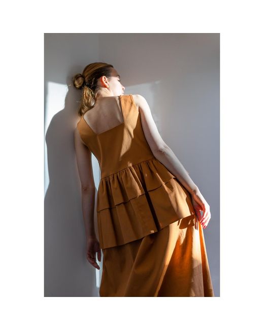 KAROLINA OZOLINSIUTE Brown Bonnie Light Cotton Maxi Dress