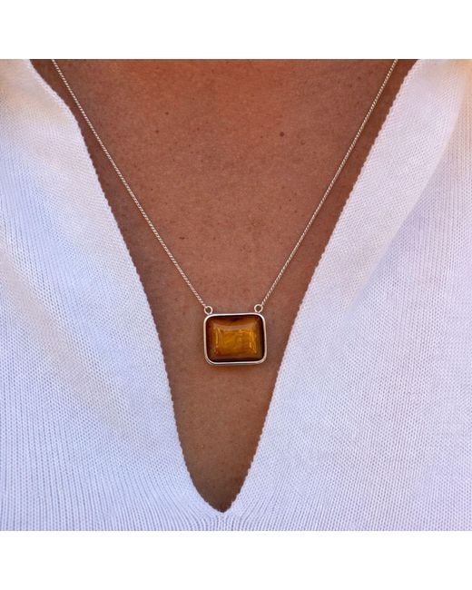 FV Jewellery Metallic La Stèle And Tiger's Eye Square Necklace