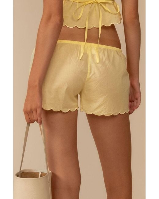 Montce Natural Sunshine Scalloped Low-Rise Drawstring Short