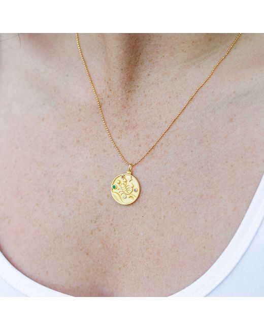 Azura Jewelry New York Metallic Scorpio Zodiac Mantra Necklace Vermeil