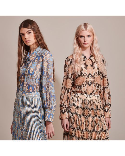 Roch Perel Metallic Neutrals Baroque& Satin Skirt