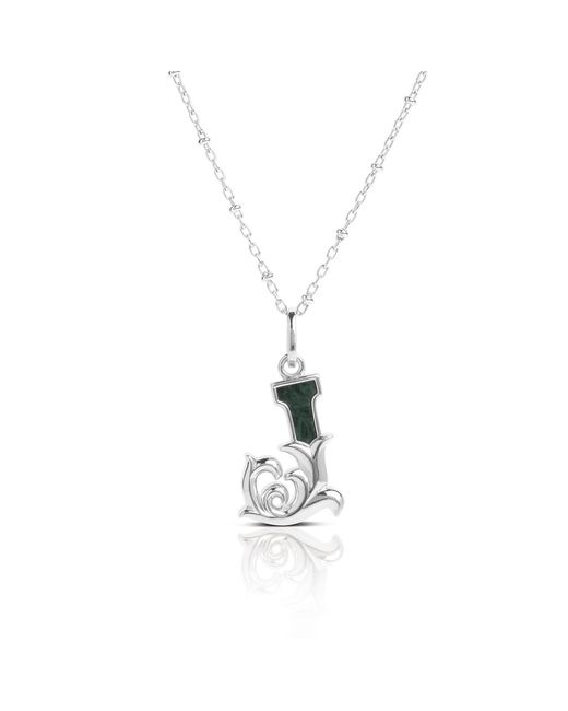 Kasun Metallic Solid J Initial Necklace With Marble
