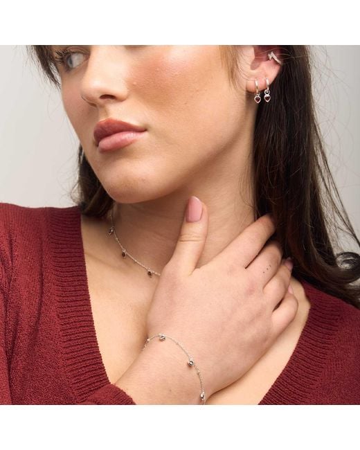 Moon London White Mani Garnet Heart Mini Hoops