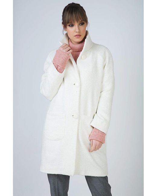Conquista White Neutrals Cosy Button Coat With Pockets