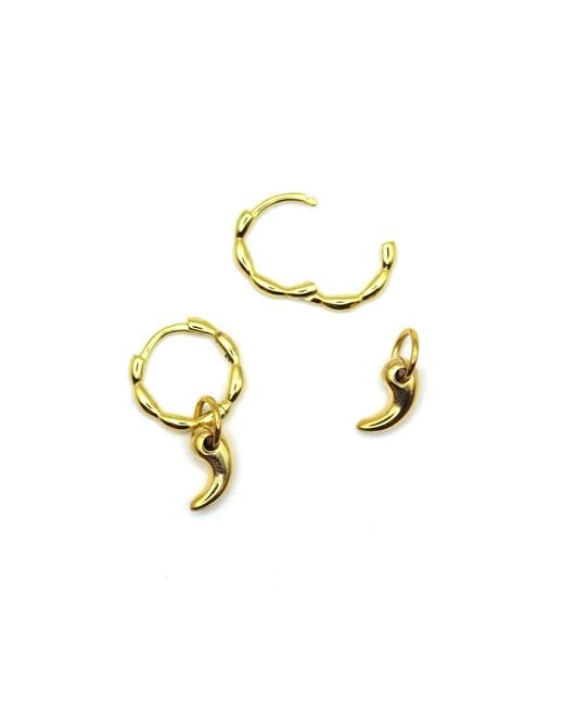 VicStoneNYC Fine Jewelry Metallic Small Gok Ock Charm Dangle Hoop Earrings