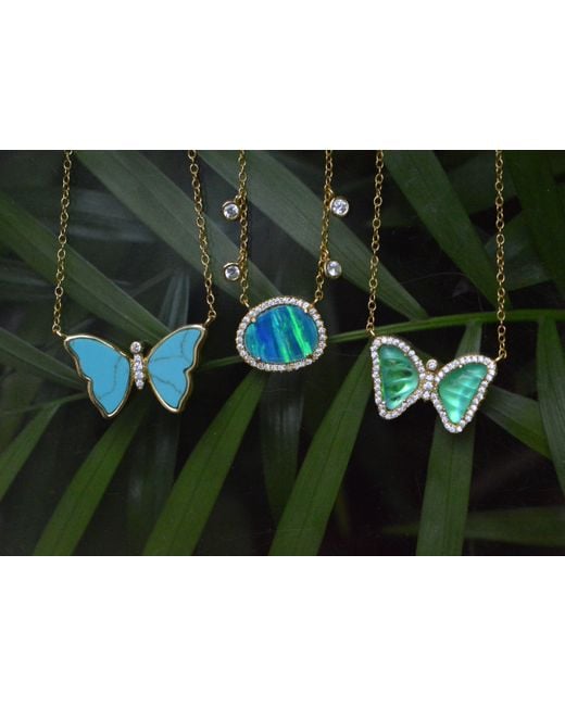 KAMARIA Blue Butterfly Necklace With Bezel