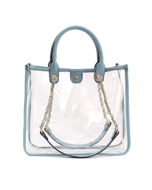 Mkf Collection - J'omor Blue Diva Pvc Tote Bag With Tweed Bucket Bag