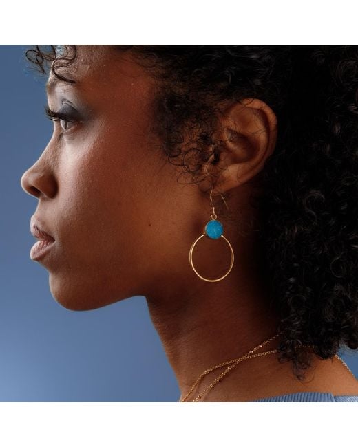 YAA YAA LONDON Blue Colour Pop Druzy Hoop Earrings