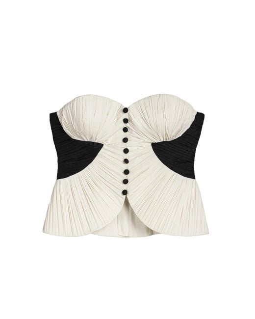 Nocturne Black Structured Strapless Contrast Bustier Top