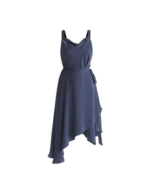 Paisie Blue Cowl Neck Dress