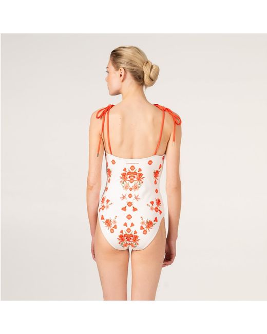 Jessie Zhao New York Red Passion Garden Reversible One Piece Swimsuit