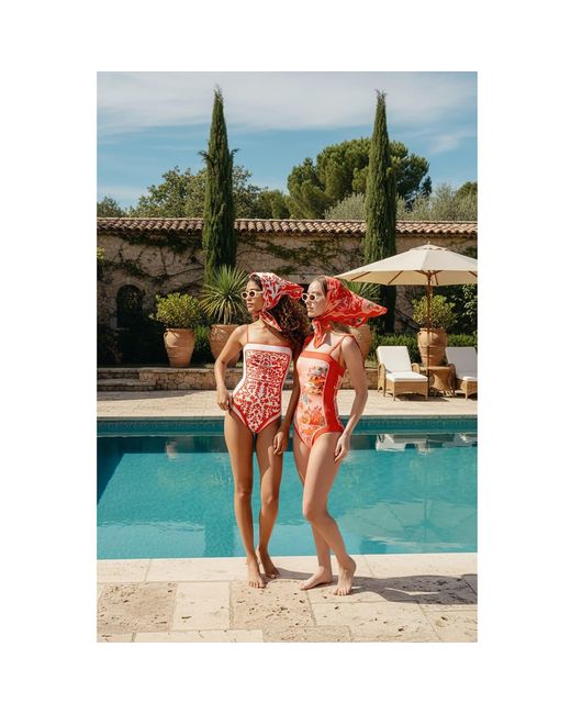Jessie Zhao New York Red Crossing Reversible One-Piece Swimsuit