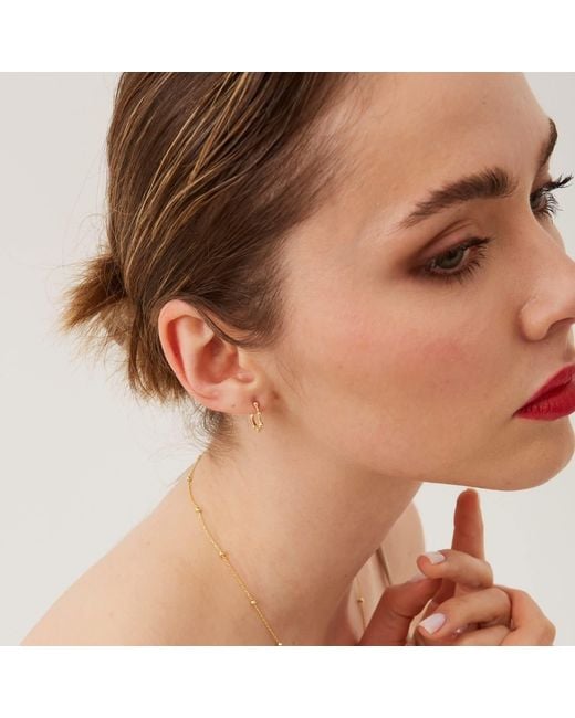 Spero London Metallic Seven Bead Sterling Hoop Earrings