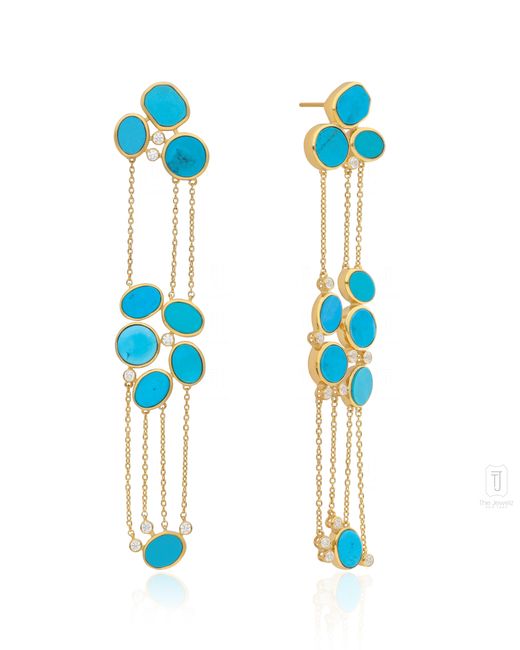 The Jewelz Blue Neutrals Nyra Disc Long Earrings