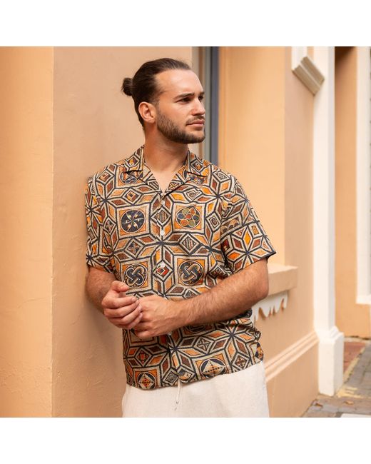 Maurice Saxe Brown Mosaic Shirt for men