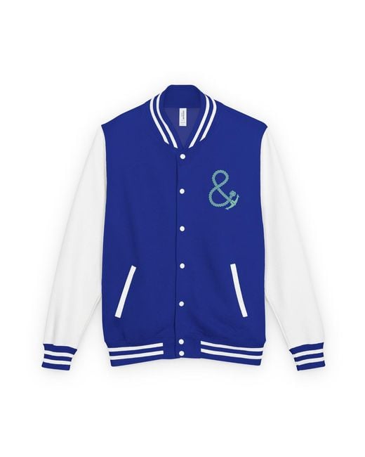 Anchor and Crew Blue Royal & Set Point Social Volleyball Club League Cotton Varsity Letterman