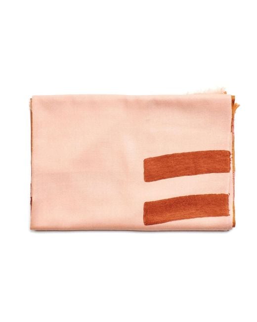 Variously Pink Canyon Hand Embroidered Hand Woven Merino Blend Scarf