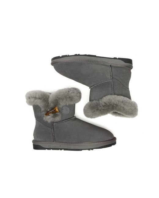 EverAu Australia Gray Robin Horn Toggle Button Mini Boots