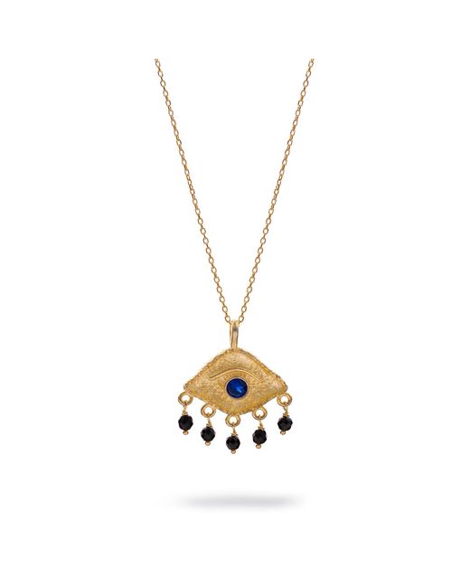 Ebru Jewelry Metallic Sapphire Eye Horizon Onyx Necklace