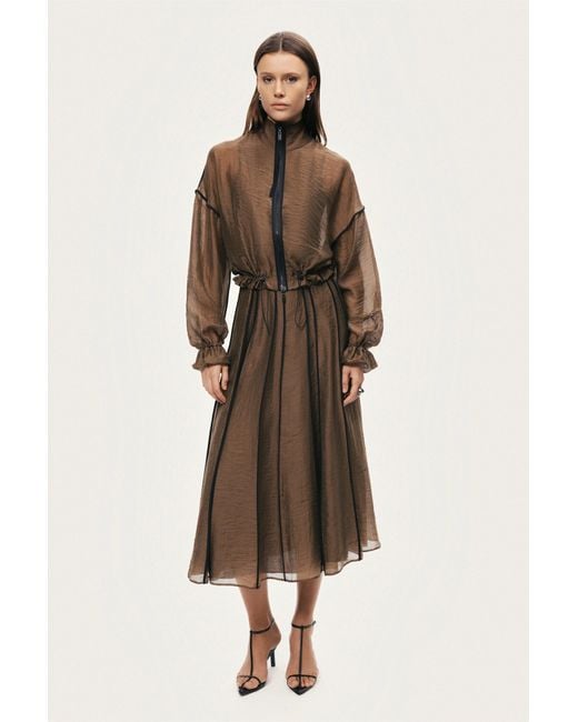 Nocturne Brown Sheer Zip-Front Jacket