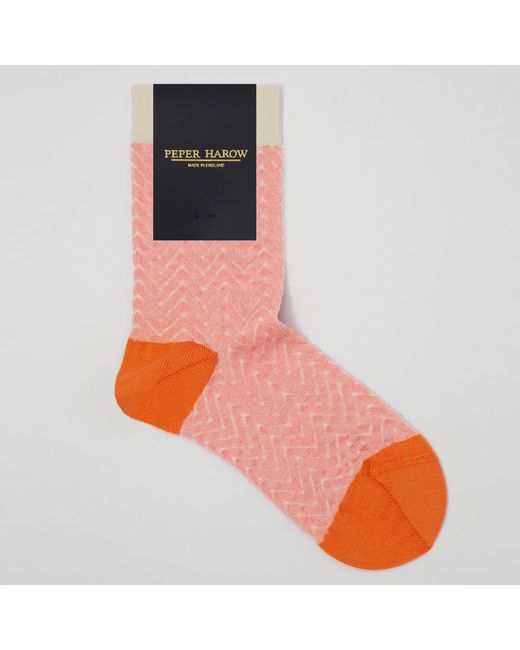 Peper Harow - Made in England Pink Zigzag Socks –