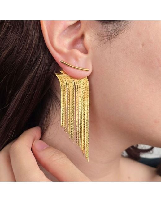 Harfi Metallic Plated Waterfall Party Tassel Earrings