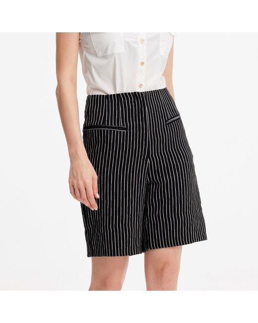 Smart and Joy Black Striped Straight Shorts