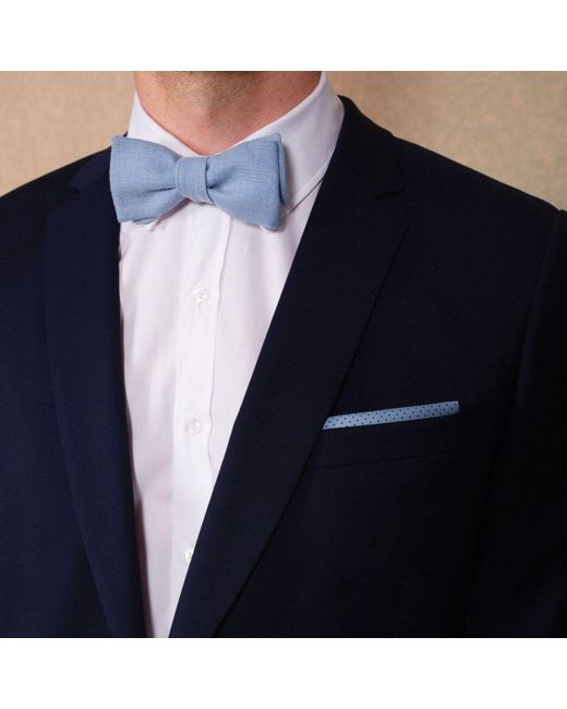 LE COLONEL Blue Arctic Italian Wool Bow Tie for men