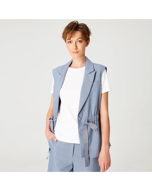 Smart and Joy Blue Waistcoat With Drawstring