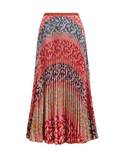 Wild Cosmos Red Sienna Bohemian Pleated Skirt
