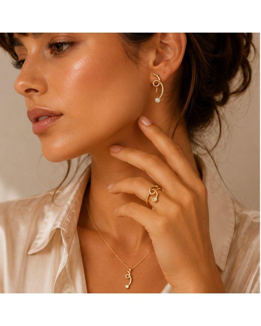 Lily Flo Jewellery Metallic Everything Kept Unfolding Diamond Earrings