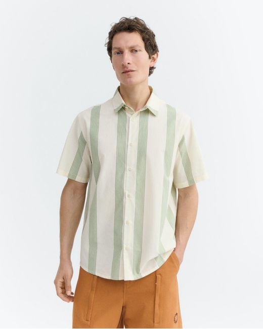 Thinking Mu White Tom Striped Poplin Shirt for men