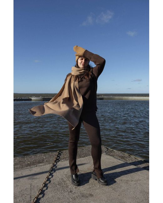 SALANIDA Brown Barra Ribbed 100% Merino Leggings Chocolate