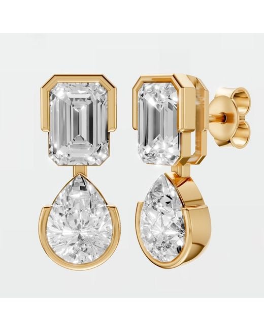 Aya Fine Jewelry Metallic Princess & Emerald Cut Lab Diamond Dangle Drop Earrings