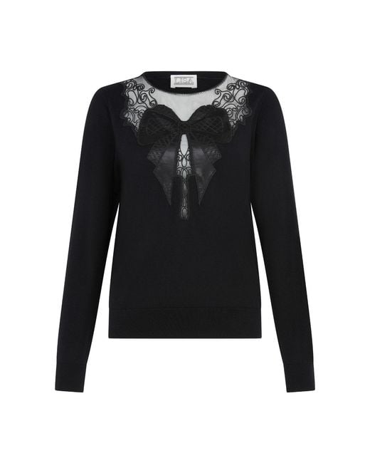Lisa The Label Black Bow Appliqué Sweater