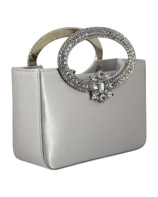 DAMAPREZIOSA Metallic Dama Venus Satin Jewel Clutch