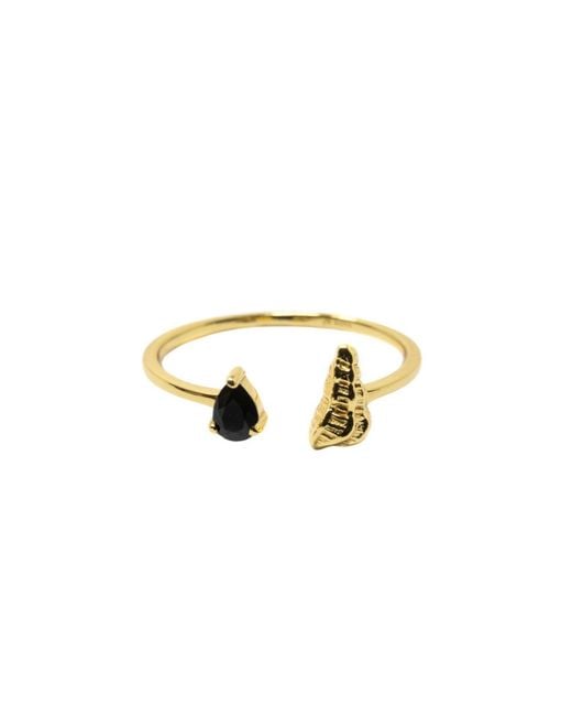 NASI SILVER Metallic Shell Sedef Ring- Onyx